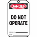 Accuform® MDT189CTP Safety Tag, 5-3/4 in H x 3-1/4 in W, Black/Red/White, 3/8 in Hole, Cardstock