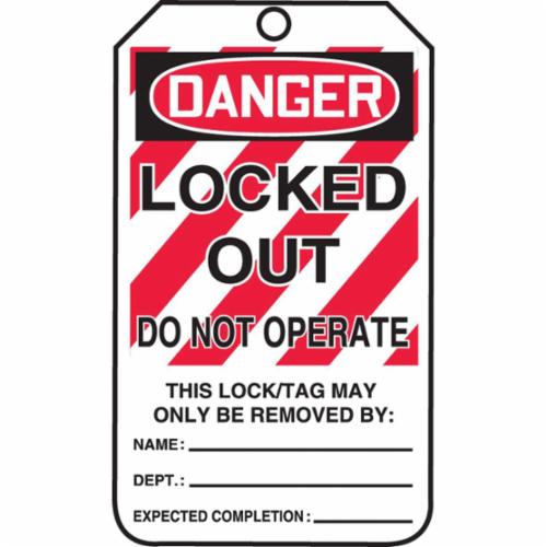 Accuform® MLT407PTP Safety Tag, 5-3/4 in H x 3-1/4 in W, Black/Red/White, 3/8 in Hole, Plastic