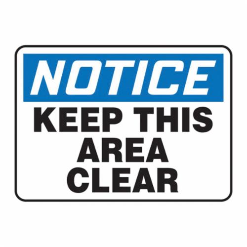 Accuform® MVHR847VP Rectangle Notice Sign, NOTICE, Text, Plastic, Fastened Mount, 10 in H x 14 in W, Black/White on Blue/White, English