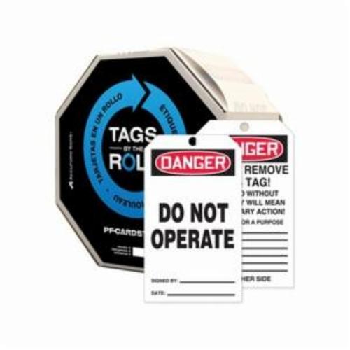 Accuform® TAR110 Tags By-The-Roll™ Danger Tag, 6-1/4 in H x 3 in W, Black/Red on White, 3/8 in Hole, Cardstock