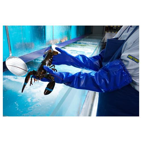 AlphaTec® 23201090 23-201 Medium Duty Gloves, 9, Blue, Cotton Lining, 24 in L, Supported Support, Extended Cuff, 13 ga THK