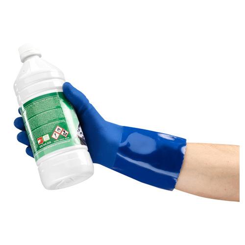 AlphaTec® 4644110 04-644 Gloves, 11, Blue, Cotton Lining, 12 in L, Resists: Abrasion, Supported Support, Gauntlet Cuff, 13 ga THK