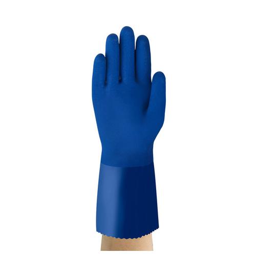 AlphaTec® 4644100 04-644 Medium Weight Gloves, 10, Blue, Cotton Lining, 12 in L, Resists: Abrasion, Supported Support, Gauntlet Cuff, 13 ga THK