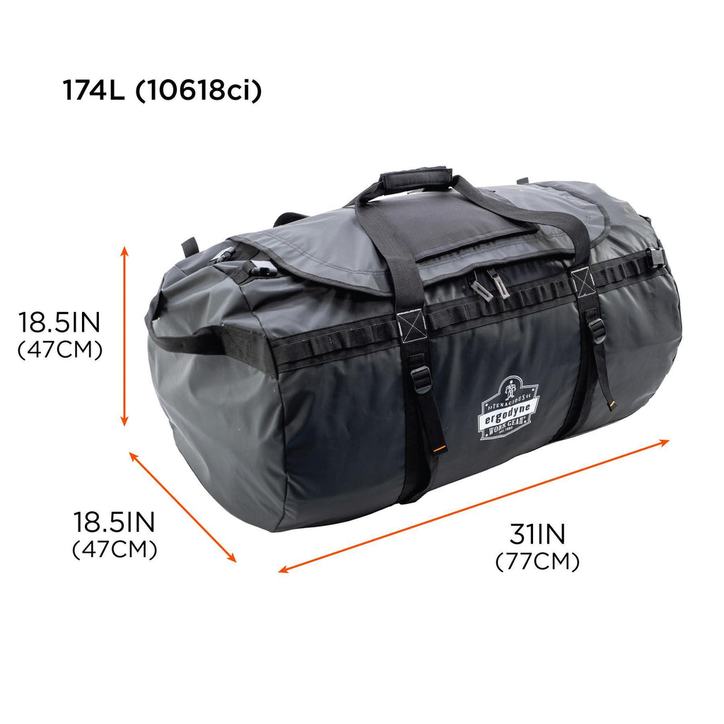 Arsenal® 13034 5030 Large Water-Resistant Duffel Bag With 1000D Polyester Mesh, Black, Tarpaulin with 1000D Polyester Mesh, 6863 cu-in Storage, 15 in H x 15 in W x 30-1/2 in D