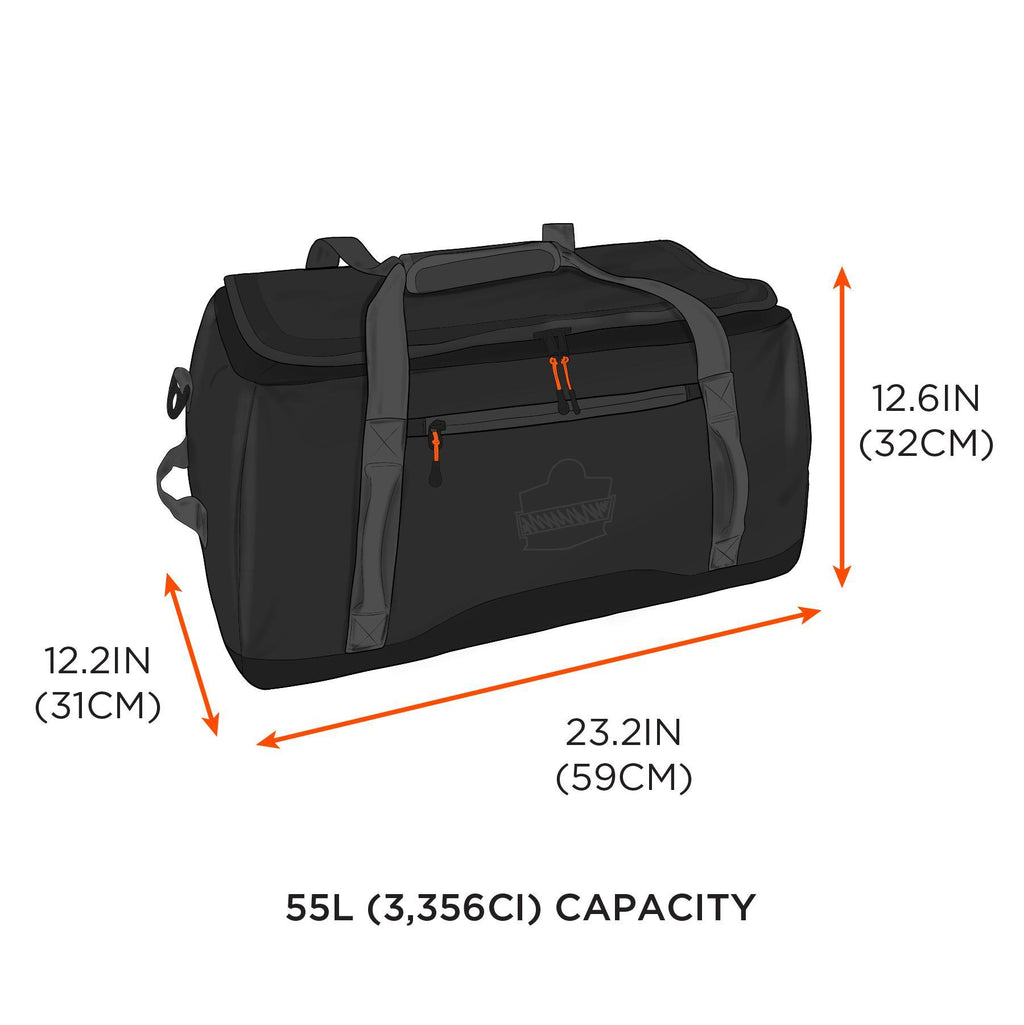 Arsenal® 13035 5031 Duffel Bag, Black, 600D Polyester/Tarpaulin, 55 L Storage, 12.6 in H x 12.2 in W