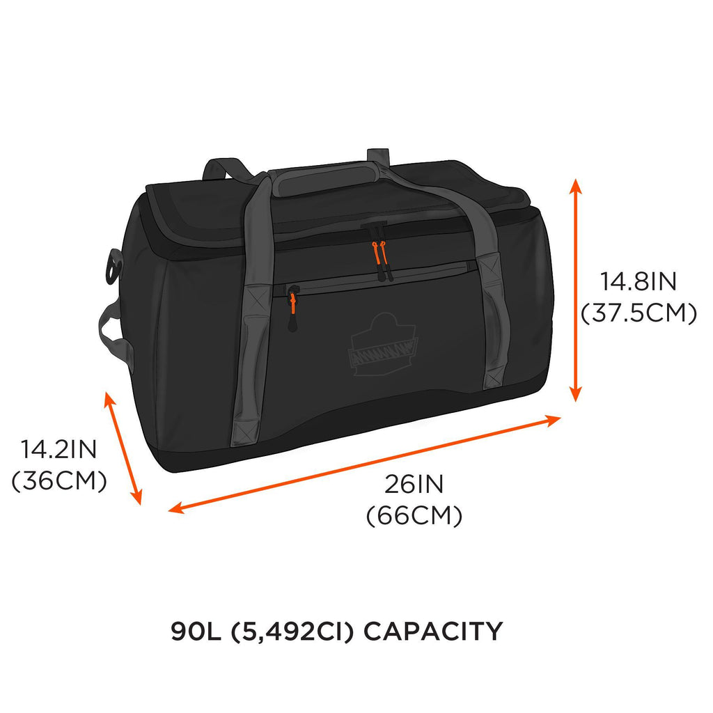 Arsenal® 13036 5031 Duffel Bag, Black, 600D Polyester/Tarpaulin, 90 L Storage, 14.8 in H x 14.2 in W