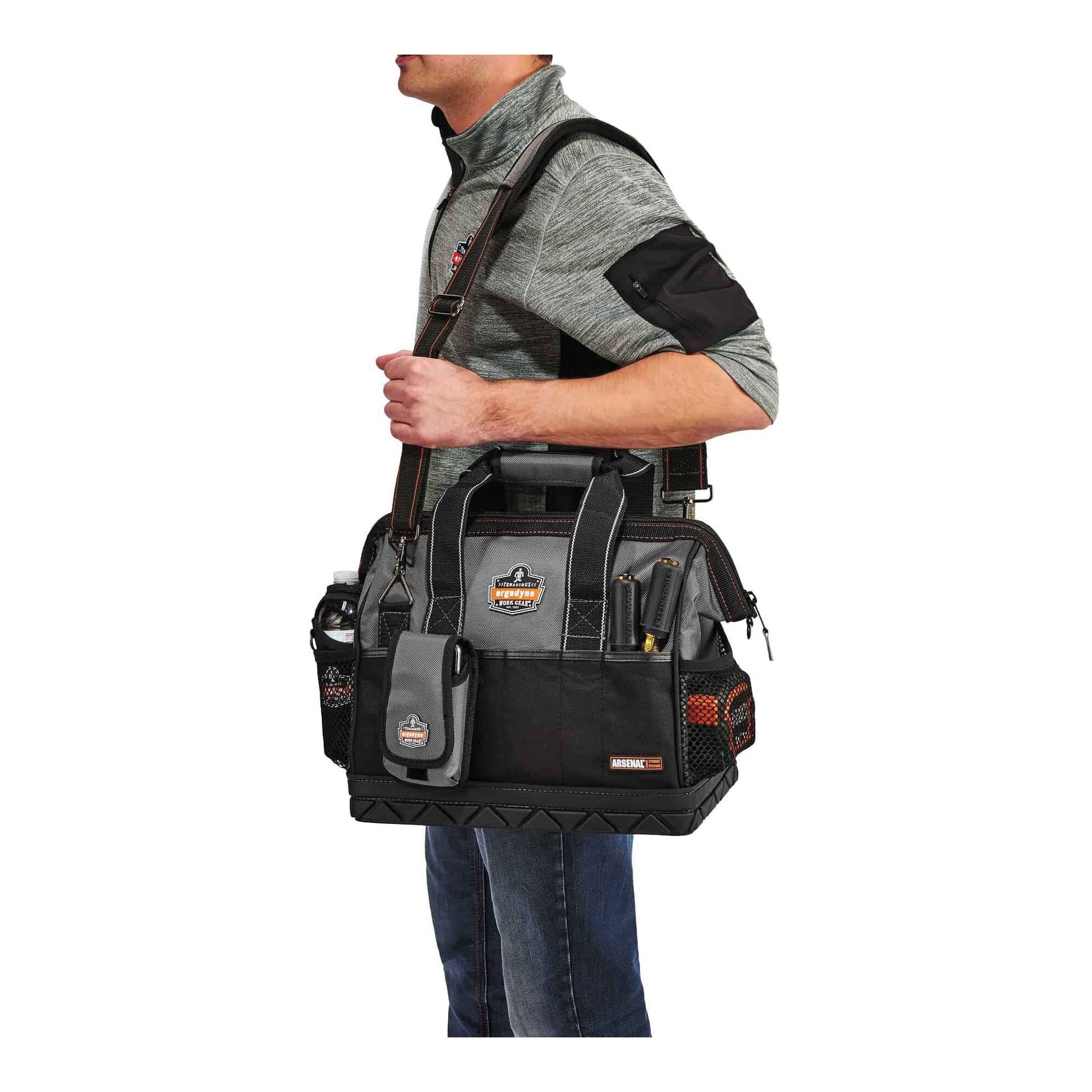 Arsenal® 13702 5802 Medium Wide Mouth Tool Organizer, 11 in H x 8-1/2 in W x 14-1/2 in D, 28 Pockets, 1680D Ballistic Polyester, Gray