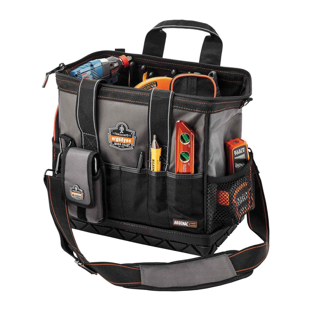 Arsenal® 13702 5802 Medium Wide Mouth Tool Organizer, 11 in H x 8-1/2 in W x 14-1/2 in D, 28 Pockets, 1680D Ballistic Polyester, Gray