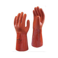 Atlas® by Showa Best 620L-09 Medium Weight Chemical-Resistant Gloves, L, PVC, Orange, Cotton Lining, 12 in L, Resists: Abrasion, Cut, Puncture, Mechanical and Petrochemicals, Supported Support, Gauntlet Cuff, 18 mil THK