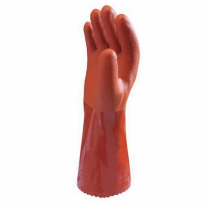 Atlas® by Showa Best 620XXL-11 Medium Weight Chemical-Resistant Gloves, 2XL, PVC, Orange, Cotton Lining, 12 in L, Resists: Abrasion, Cut, Puncture, Mechanical and Petrochemicals, Supported Support, Gauntlet Cuff, 18 mil THK