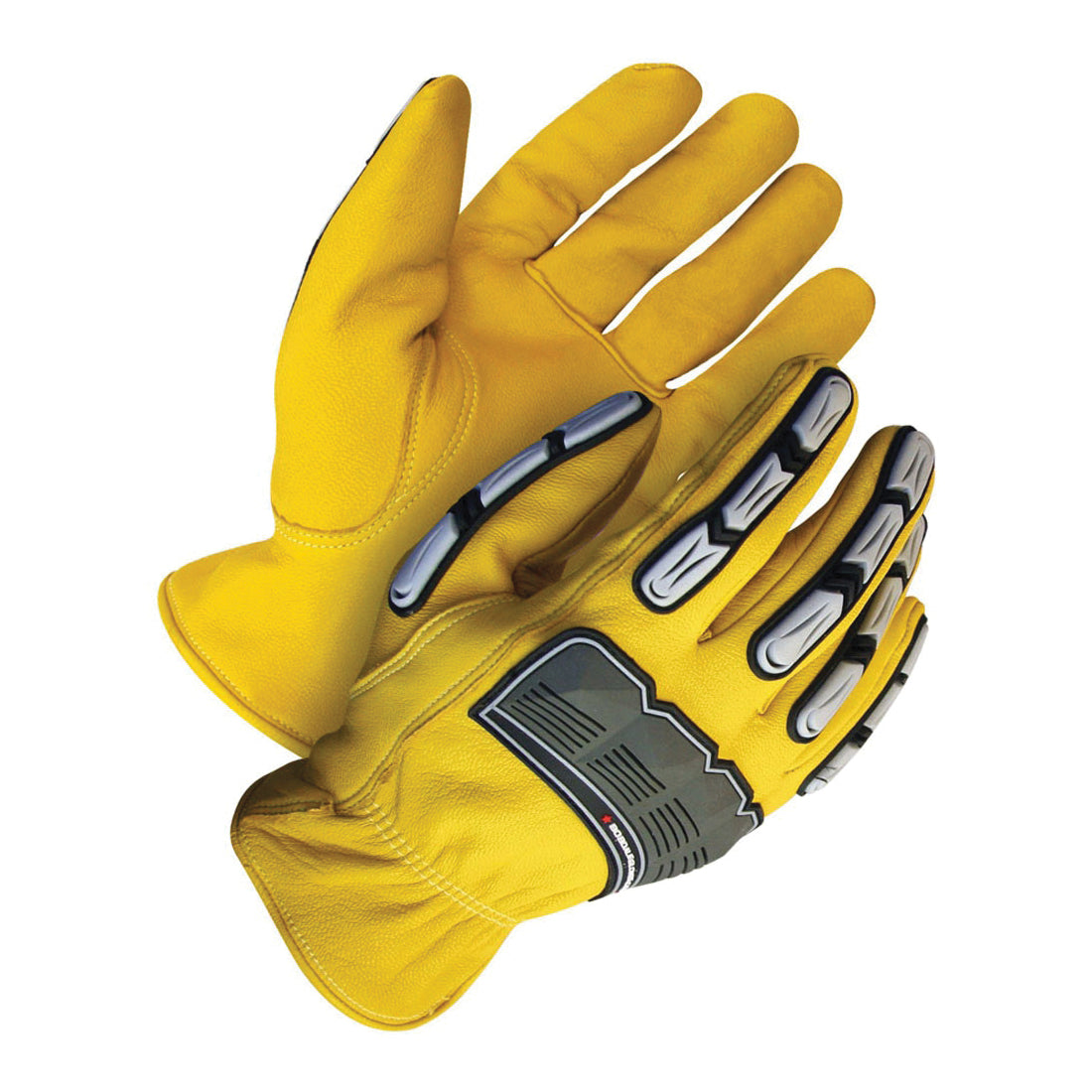 BDG DENY™ 20-1-10695-L 20-1-10695 Premium Grade General Purpose Gloves, Mechanic, Keystone Thumb Style, L, Grain Goatskin Leather/TPR, Yellow, Slip-On Cuff, Resists: Abrasion and Impact, Thermal Lining