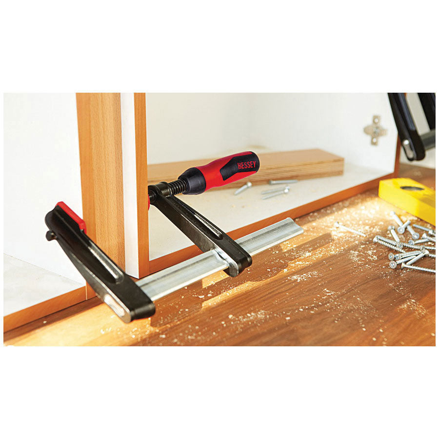 Bessey® TG4.008+2K Light Duty F-Style Bar Clamp, 4 in D Throat, 8 in Clamping, Replaceable Swivel