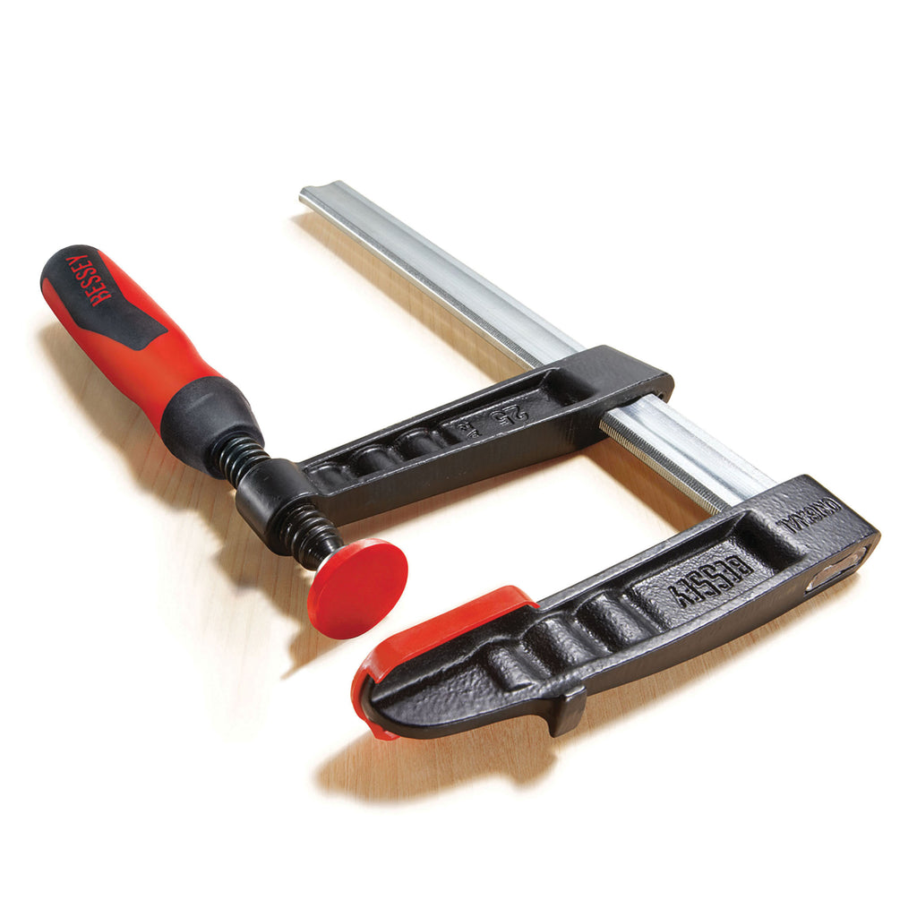 Bessey® TG4.008+2K Light Duty F-Style Bar Clamp, 4 in D Throat, 8 in Clamping, Replaceable Swivel