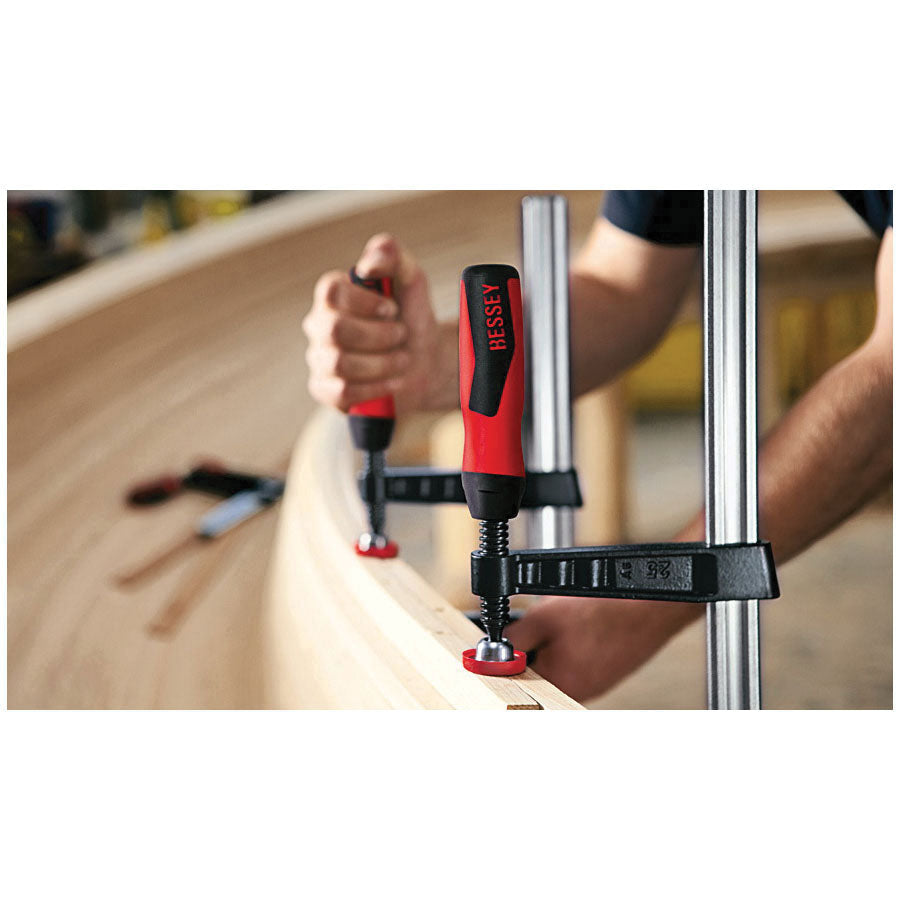 Bessey® TG7.016+2K Medium Duty F-Style Bar Clamp, 7 in D Throat, 16 in Clamping, Replaceable Swivel