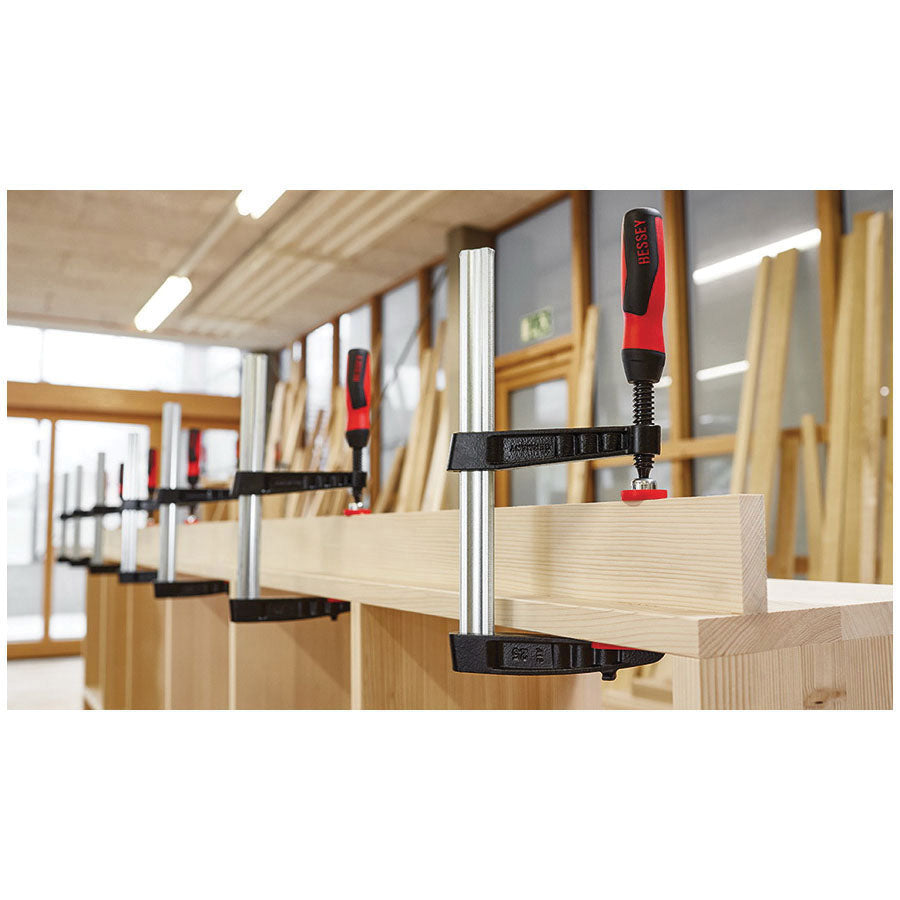 Bessey® TG5.512+2K Medium Duty F-Style Bar Clamp, 5-1/2 in D Throat, 12 in Clamping, Replaceable Swivel