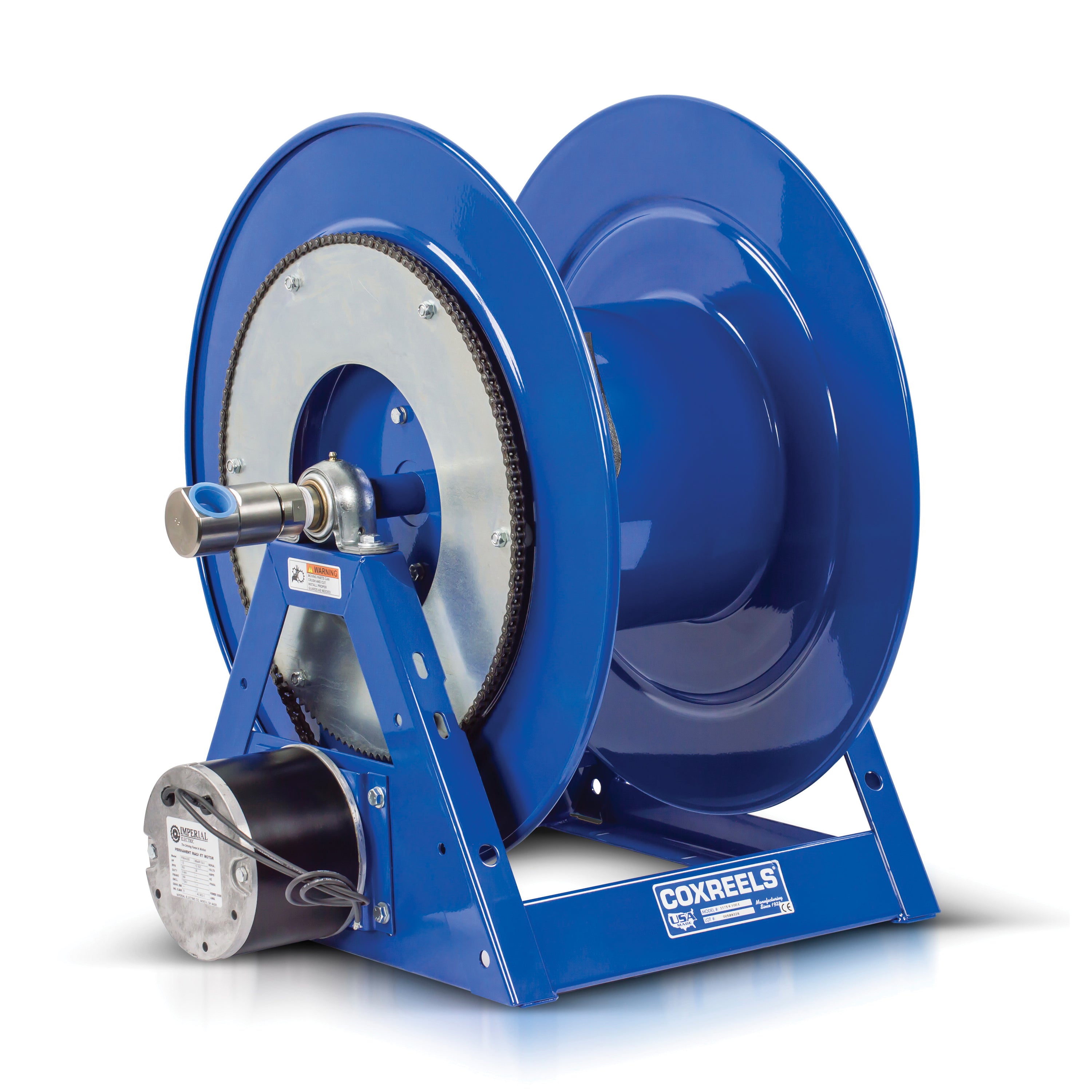 COXREELS® 1175-6-200-EF Reversible Motorized Hose Reel, 1 in ID x 1-7/16 in OD x 200 ft L Hose, 3000 psi Pressure