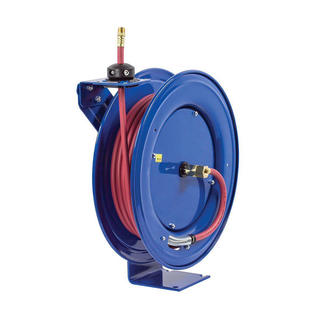 COXREELS® HP-N-150 SH Series 1-Pedestal Heavy Duty High Pressure Spring Driven Hose Reel, 1/4 in ID x 9/16 in OD x 50 ft L Hose, 5000 psi Pressure, Import