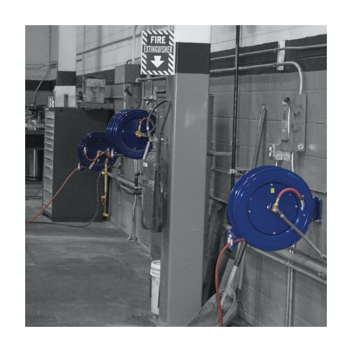 COXREELS® HP-N-150 SH Series 1-Pedestal Heavy Duty High Pressure Spring Driven Hose Reel, 1/4 in ID x 9/16 in OD x 50 ft L Hose, 5000 psi Pressure, Import