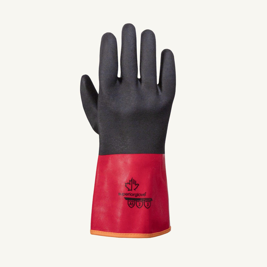 Superior Glove™ S15KGV30N-12 Chemstop™ Reliable Gloves, 12, Black, Engineered Yarn Blend Lining, Resists: Abrasion/Cut/Puncture/Heat/Oil, Gauntlet Cuff, 15 ga THK