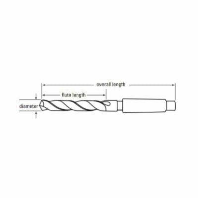 Chicago-Latrobe® 53118 110 General Purpose Taper Shank Drill Bit, 9/32 in Drill - Fraction, 0.2812 in Drill - Decimal Inch, #1 Morse Taper Shank Taper, HSS