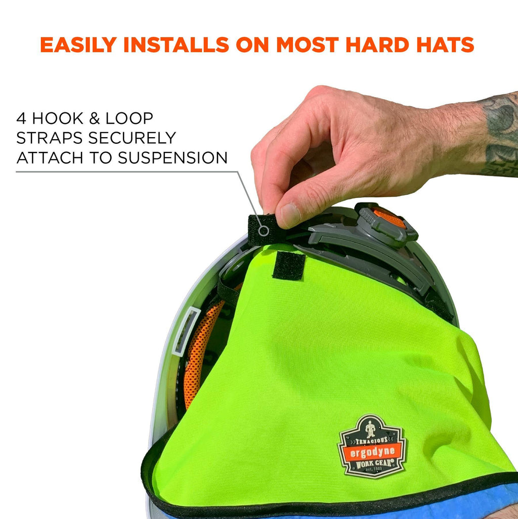 Chill-Its® 12523 6670CT Evaporative Hard Hat Neck Shade With Cooling Towel, Evaporation Cooling, For Use With Hard Hat, Inner Cap/Hat Attachment