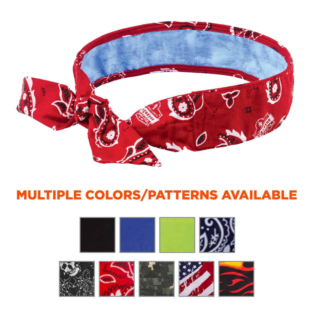 Chill-Its® 12563 6700CT Evaporative Cooling Bandana With Cooling Towel, Universal, Red Western, Polyvinyl Alcohol, Tie Closure