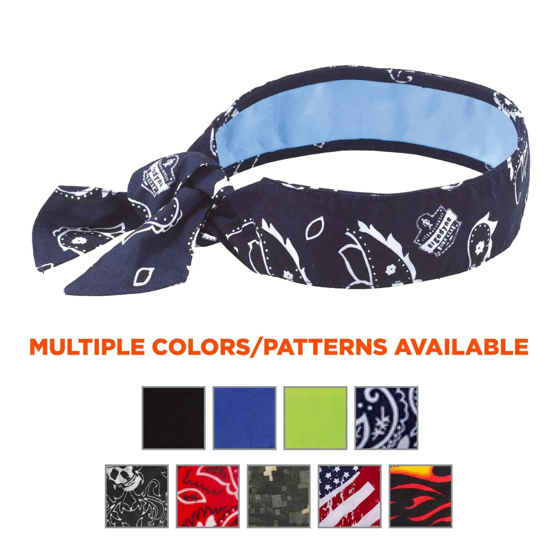 Chill-Its® 12564 6700CT Evaporative Cooling Bandana With Cooling Towel, Universal, Polyvinyl Alcohol, Tie Closure