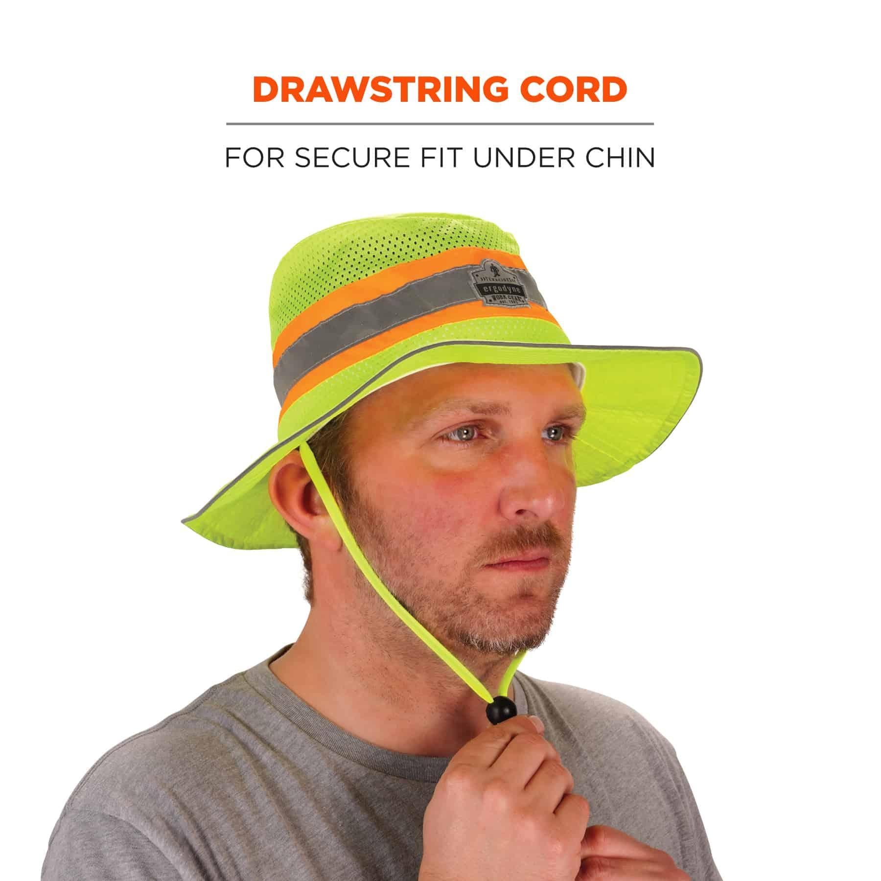 Chill-Its® 12591 8935CT Evaporative Cooling Ranger Hat With Cooling Towel, L/XL, Hi-Viz Lime, 150D Oxford Polyester