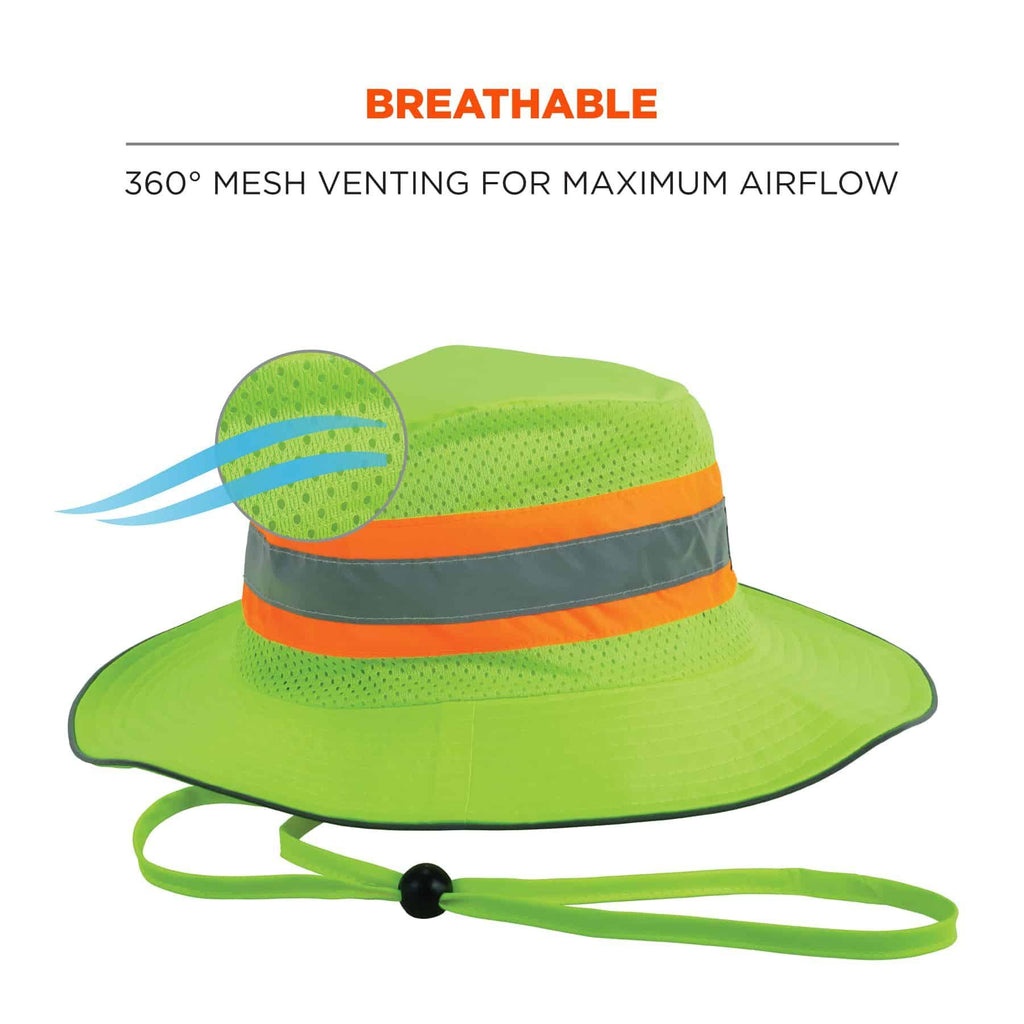 Chill-Its® 12595 8935MF Evaporative Ranger Hat With Microfiber Cooling, L/XL, Hi-Viz Lime, 150D Oxford Polyester