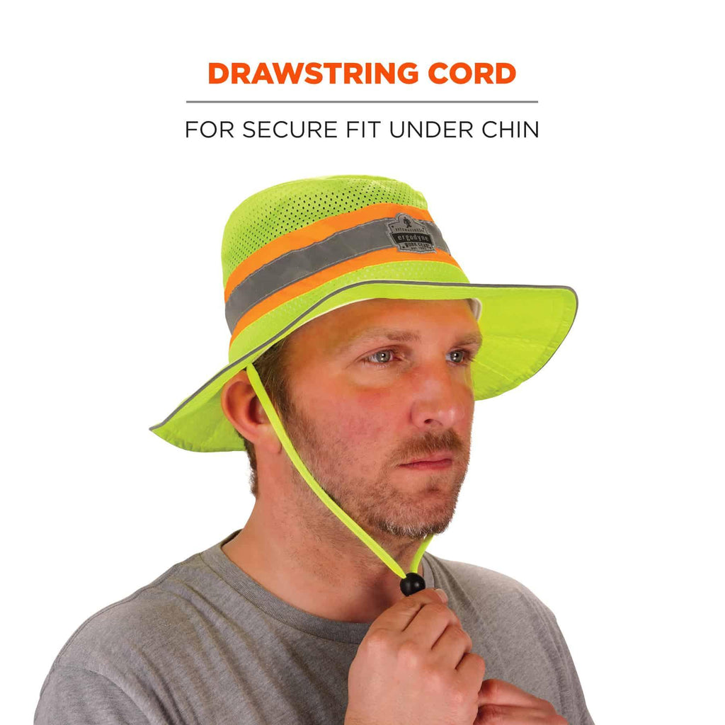 Chill-Its® 12595 8935MF Evaporative Ranger Hat With Microfiber Cooling, L/XL, Hi-Viz Lime, 150D Oxford Polyester