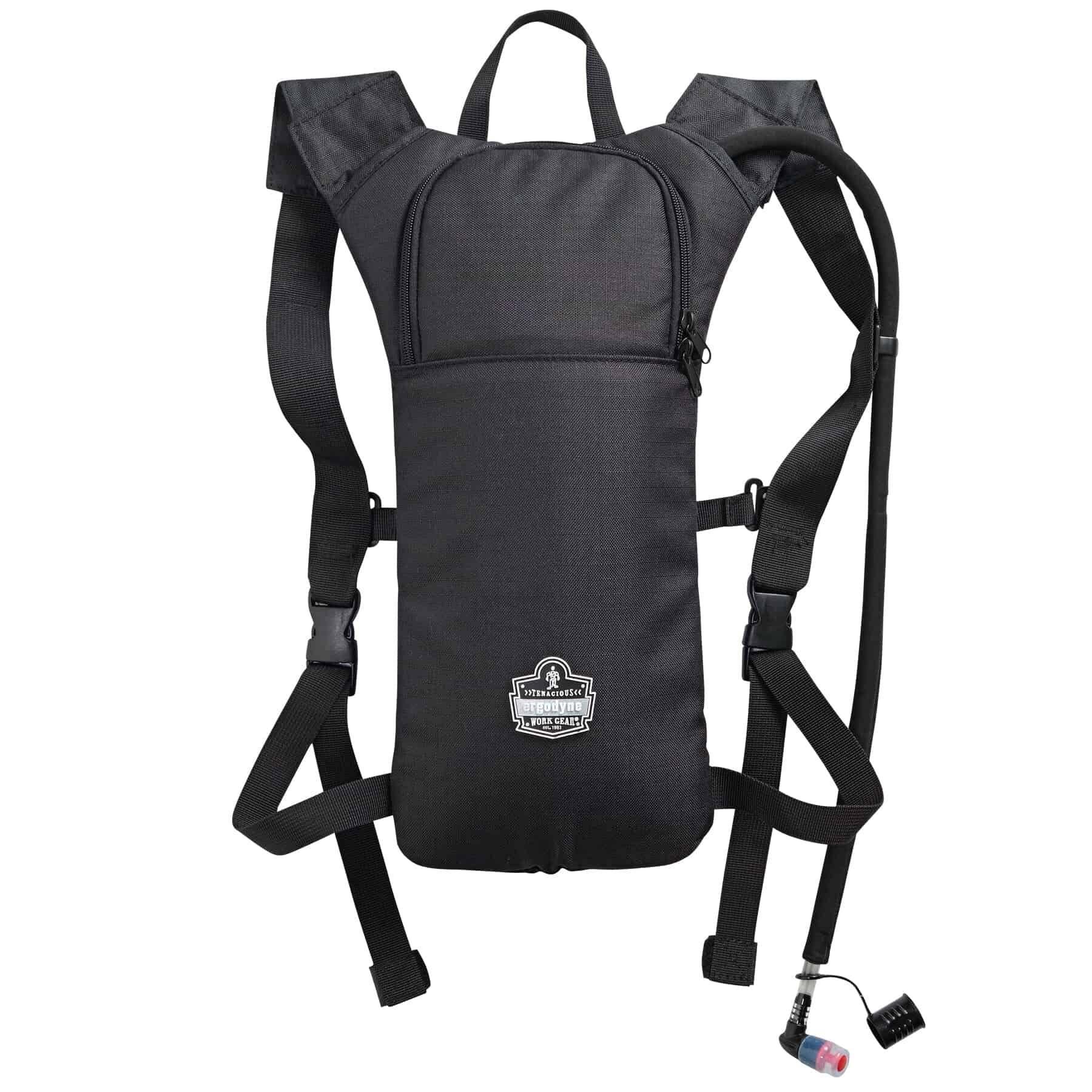 Chill-Its® 13155 5155 Low Profile Hydration Pack, 2 L/70 oz/2.2 hr Capacity, 600D Polyester Shell/Vinyl Bladder, Black, Zipper Closure