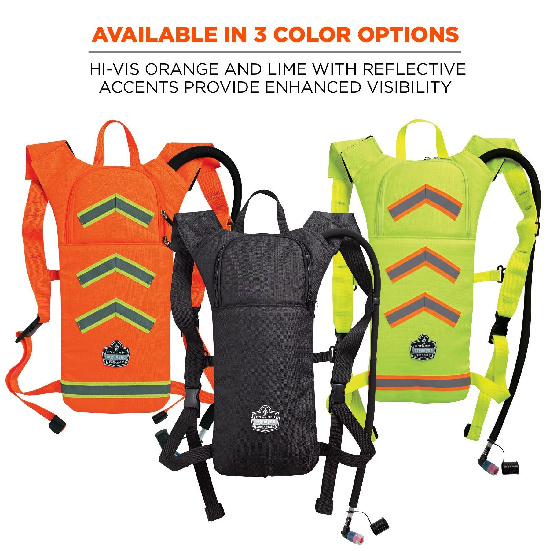 Chill-Its® 13155 5155 Low Profile Hydration Pack, 2 L/70 oz/2.2 hr Capacity, 600D Polyester Shell/Vinyl Bladder, Black, Zipper Closure