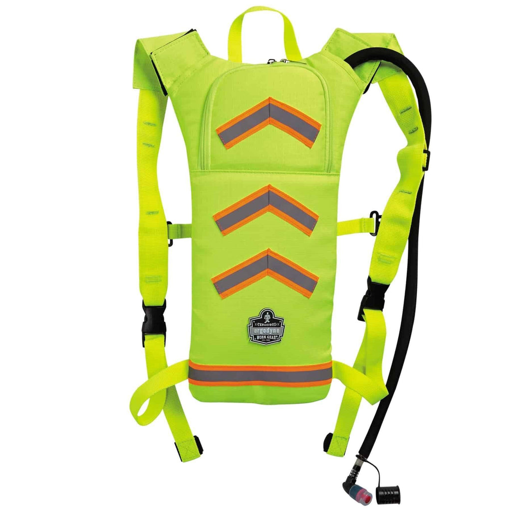 Chill-Its® 13156 5155HV Low Profile Hydration Pack, 2 L/70 oz/2.2 hr, 600D Polyester Shell/EVA Reservoir, Hi-Viz Lime, Zipper Closure