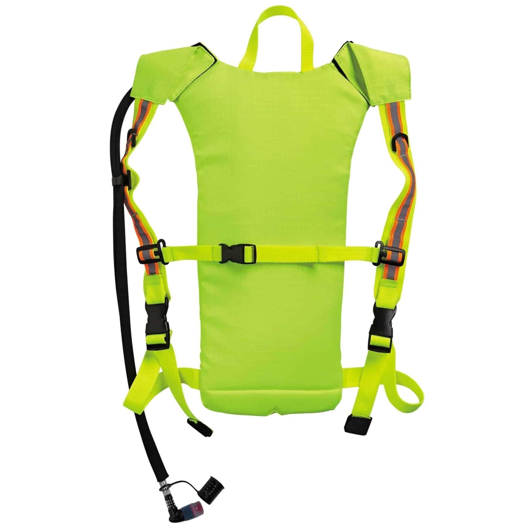 Chill-Its® 13156 5155HV Low Profile Hydration Pack, 2 L/70 oz/2.2 hr, 600D Polyester Shell/EVA Reservoir, Hi-Viz Lime, Zipper Closure