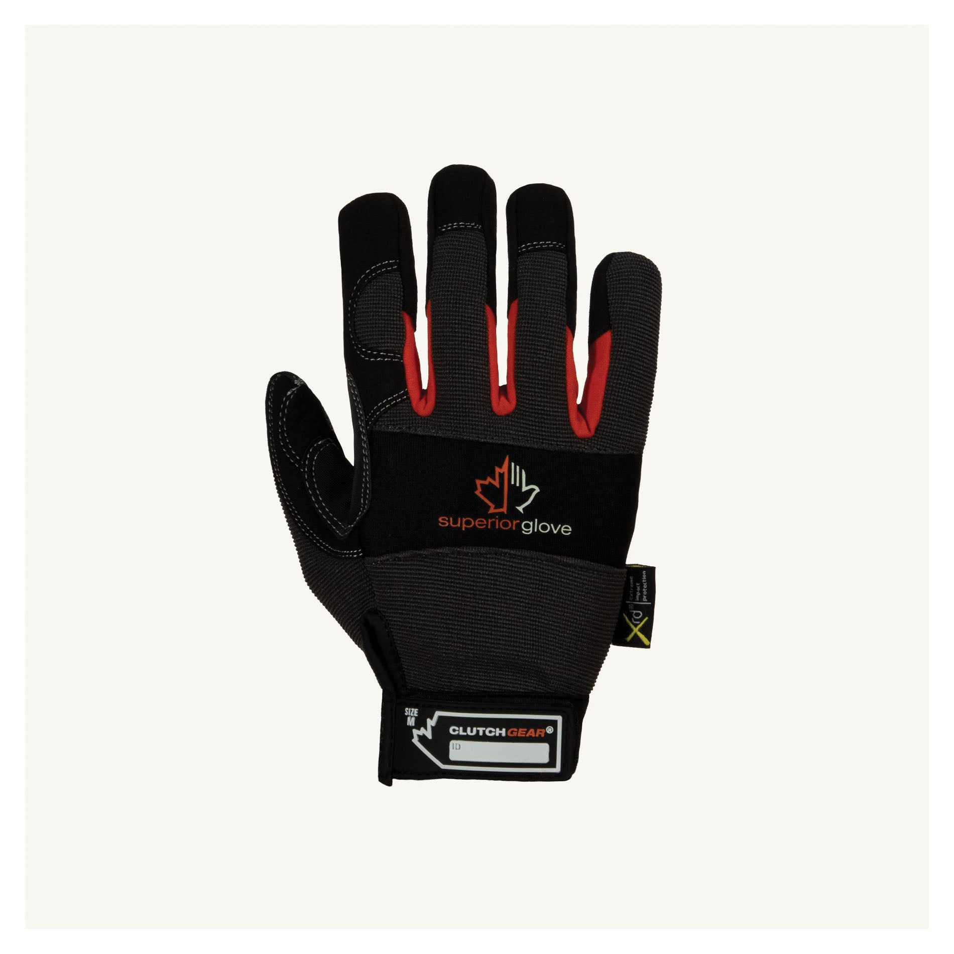 Superior Glove™ MXGBE-M Clutch Gear® Multi-Purpose General Purpose Gloves, Work, M, Synthetic Leather Palm, Cotton/Nylon, Black, Adjustable Cuff