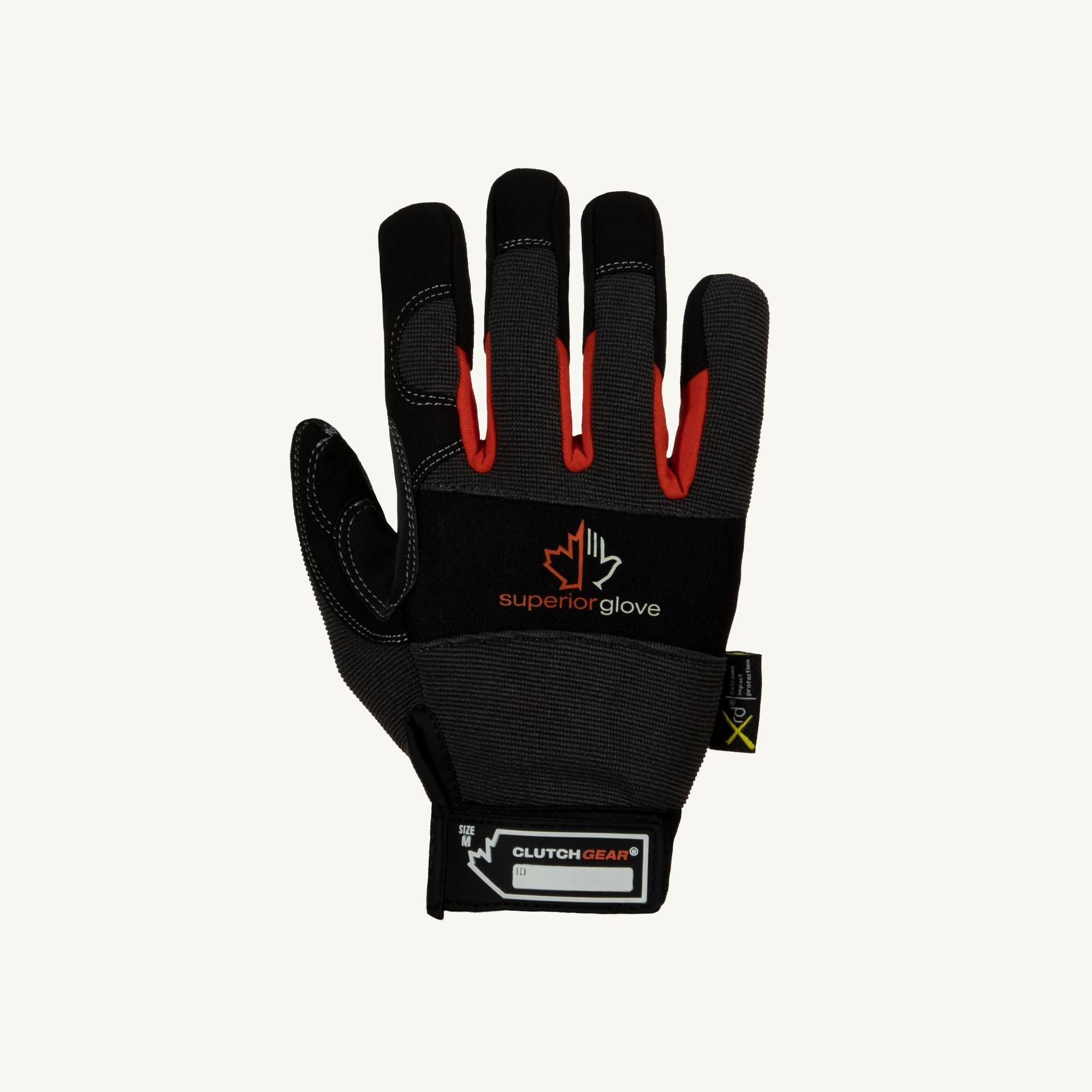 Superior Glove™ MXGBE-M Clutch Gear® Multi-Purpose General Purpose Gloves, Work, M, Synthetic Leather Palm, Cotton/Nylon, Black, Adjustable Cuff