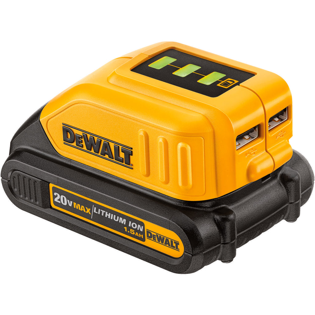 DeWALT® DCB090 Cordless USB Power Source, For Use With 12/20V MAX Series Li-Ion BatMax, Li-Ion Battery, 1 hr Charging, 2 Batteries
