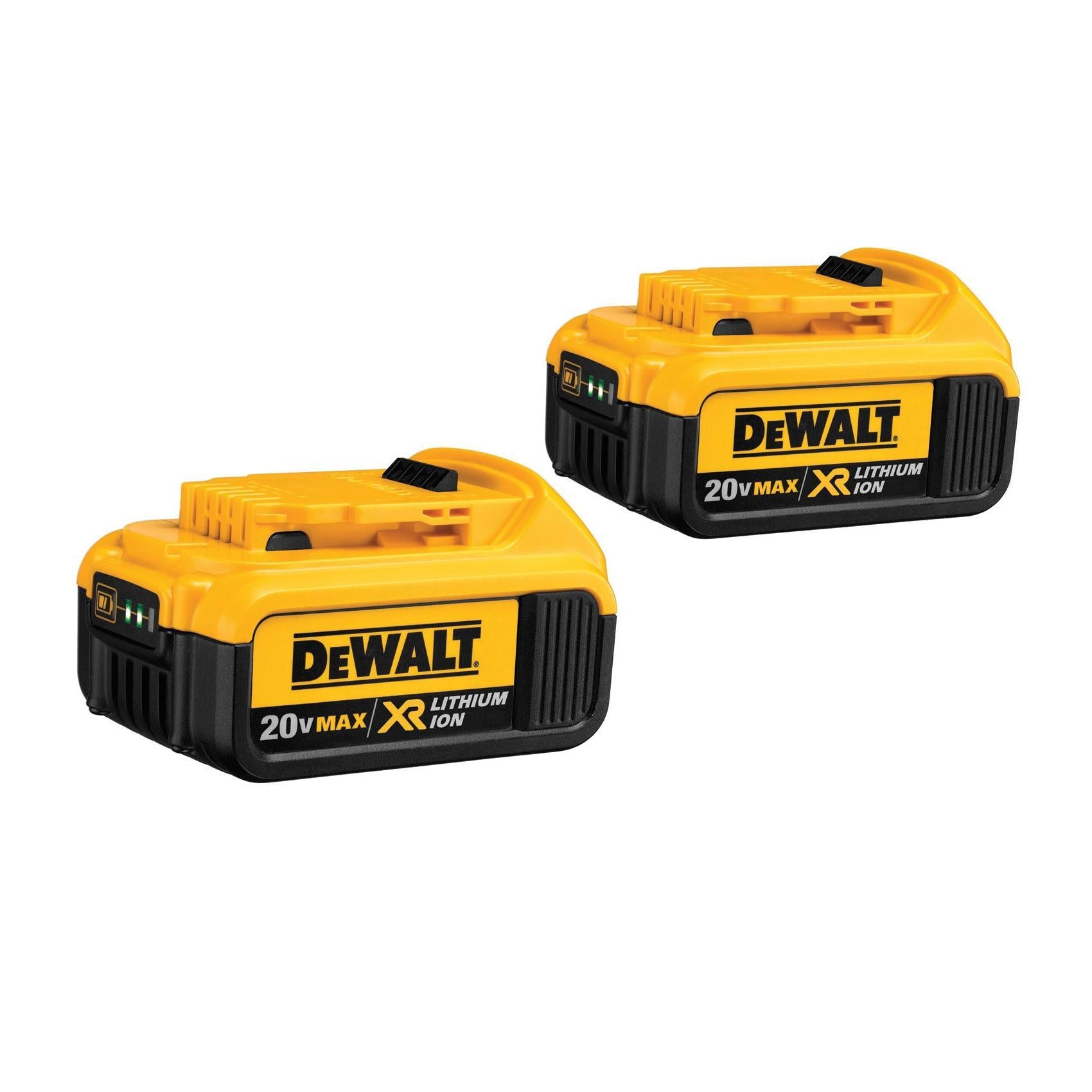 DeWALT® 20V MAX* MATRIX™ XR™ DCB204-2 2-Piece High Capacity Premium Slide, 4 Ah Li-Ion Battery, 20 V DC Charge, For Use With DeWALT® 20 V MAX Li-Ion Chargers and Power TMAX