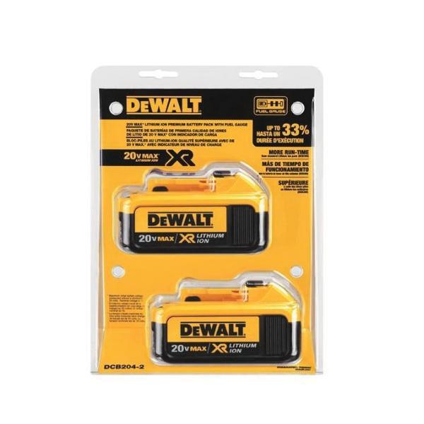DeWALT® 20V MAX* MATRIX™ XR™ DCB204-2 2-Piece High Capacity Premium Slide, 4 Ah Li-Ion Battery, 20 V DC Charge, For Use With DeWALT® 20 V MAX Li-Ion Chargers and Power TMAX
