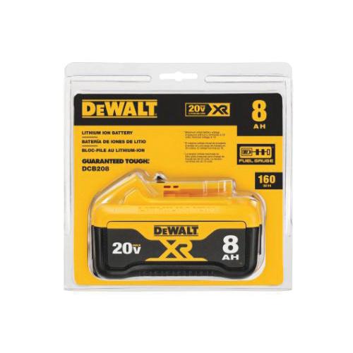 DeWALT® DCB208 Battery, 8 Ah Li-Ion Battery, 20 V DC Charge, For Use With 39RV96, DC985B, DC780B 20V MAX* Tools and Chargers
