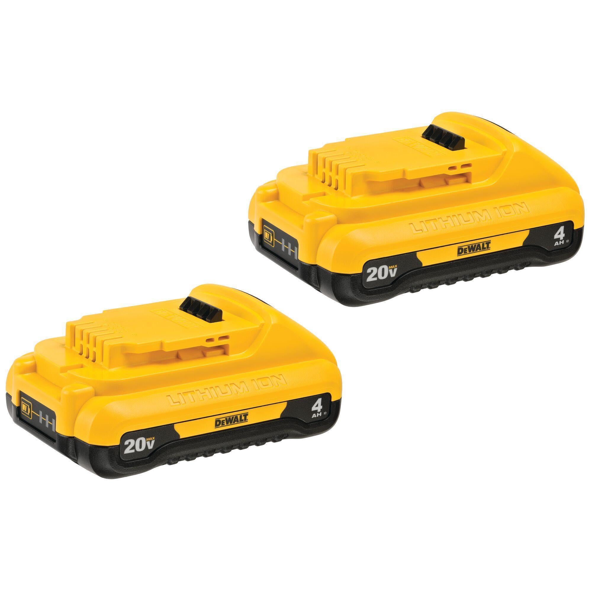 DeWALT® DCB240-2 Compact Battery, 4 Ah Li-Ion Battery, 20 V DC Charge, For Use With 20V MAX* Tools and Chargers