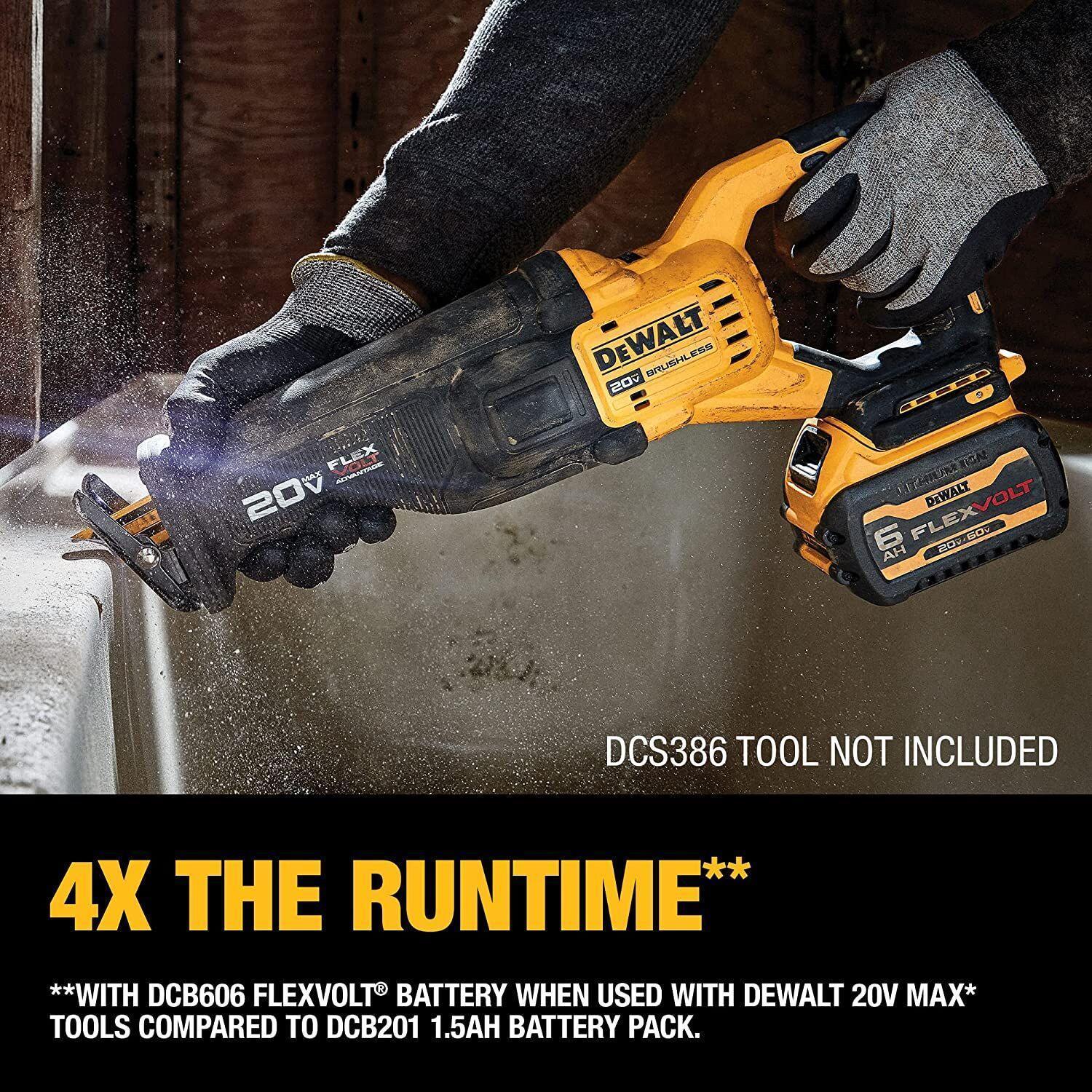 DeWALT® FLEXVOLT™ DCB606-2 Battery Pack, 6 Ah Li-Ion Battery, 20/60 V AC Charge, For Use With DEWALT 20V/60 V Cordless Tools