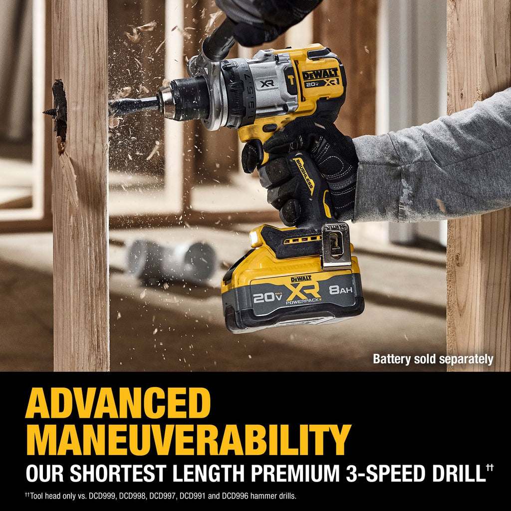 DeWALT® DCD1007B Brushless Cordless Hammer Drill, 1/2 in Chuck Metal Ratcheting Chuck, 20 V DC