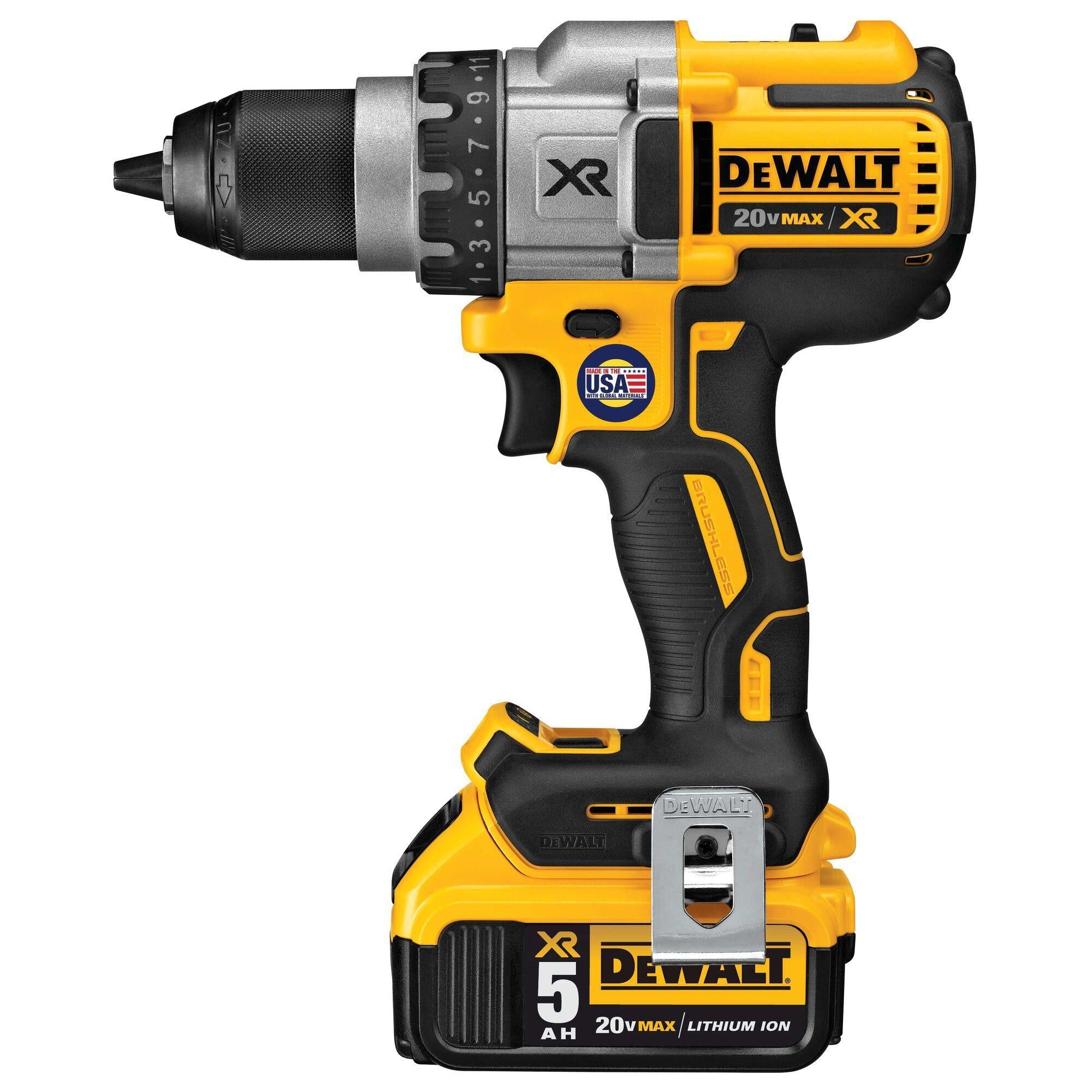 DeWALT® 20V MAX* MATRIX™ XR™ DCD991P2 3-Speed High Performance Premium Cordless Drill/Driver Kit, 1/2 in Chuck, 20 V DC, 0 to 450/0 to 1300/0 to 2000 rpm No-Load, 6-7/8 in OAL, Li-Ion Battery