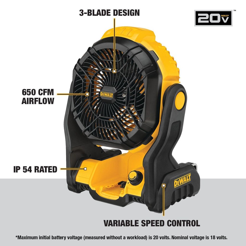 DeWALT® DCE512B Cordless Jobsite Fan, 20 V, 11 in Dia Blade