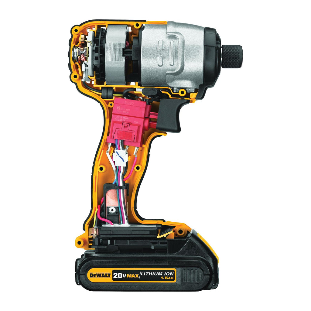 DeWALT® 20V MAX* DCF885C2 Cordless Impact Driver Kit, 1/4 in Hex Drive, 0 to 3200 bpm, 1400 in-lb Torque, 20 V AC, 5.55 in OAL