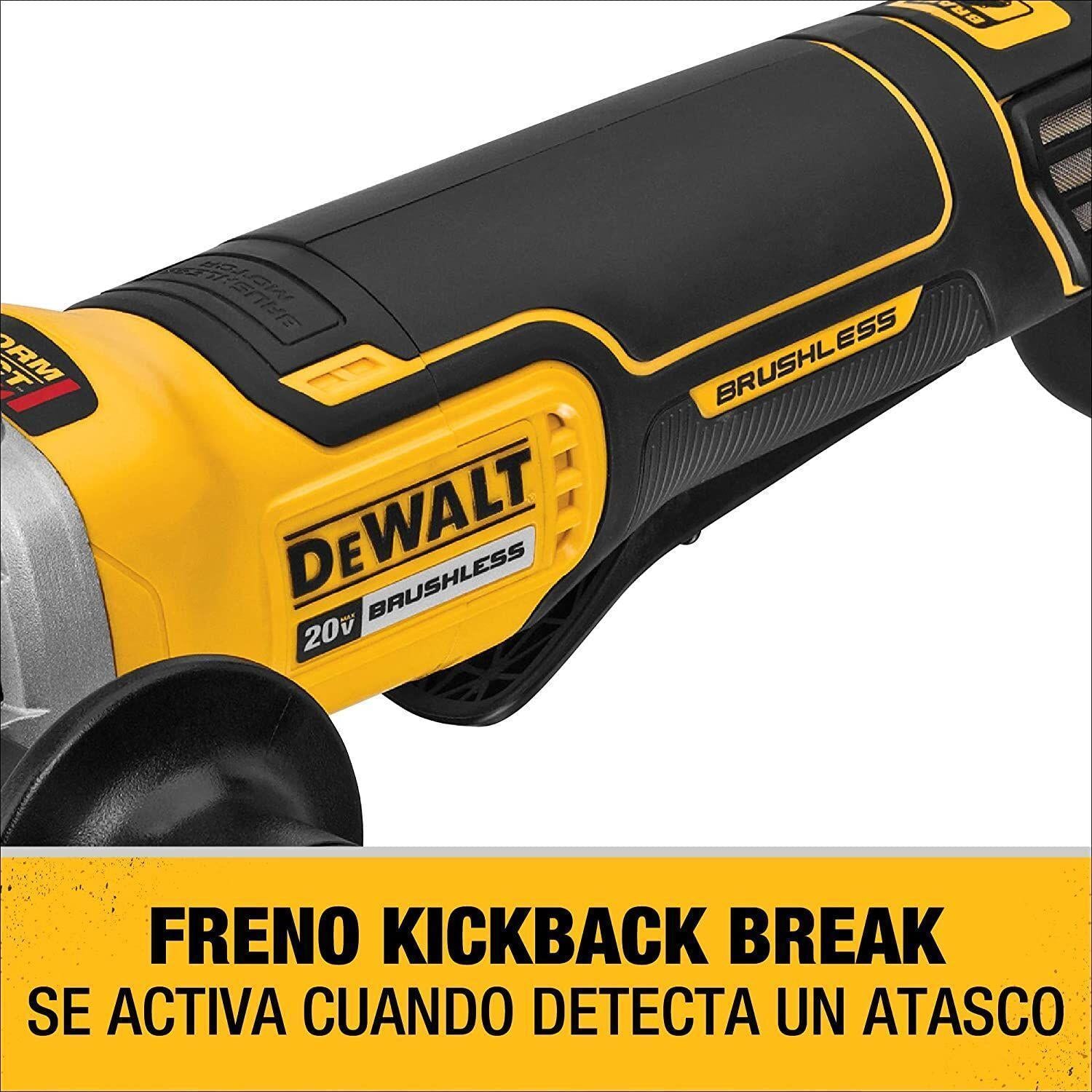 DeWALT® DCG413FB Small Cordless Angle Grinder, 5 in Dia Wheel, 5/8-11 Arbor/Shank, 20 V DC, Li-Ion Battery, Flathead Paddle Switch
