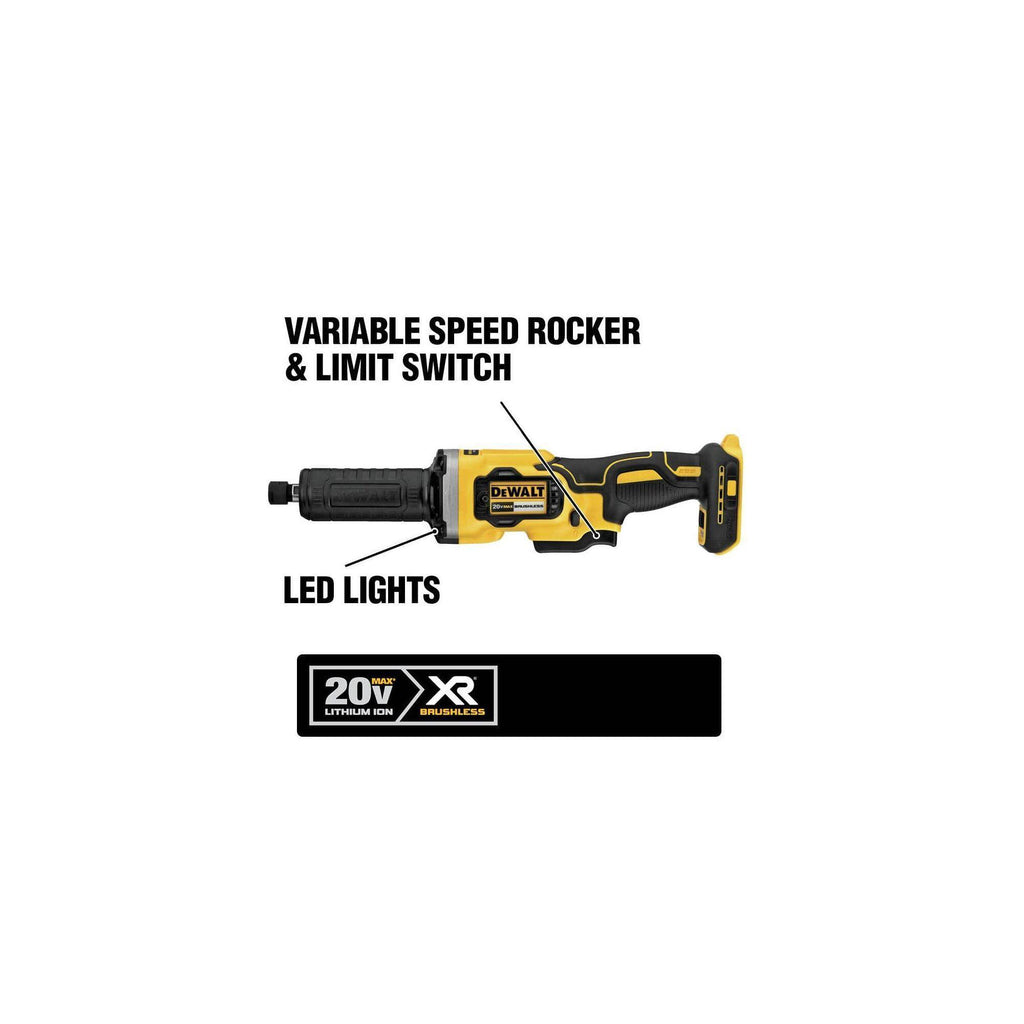 DeWALT® 20V MAX* DCG426B Cordless Die Grinder, 20 V DC, Li-Ion Battery, Black/Yellow
