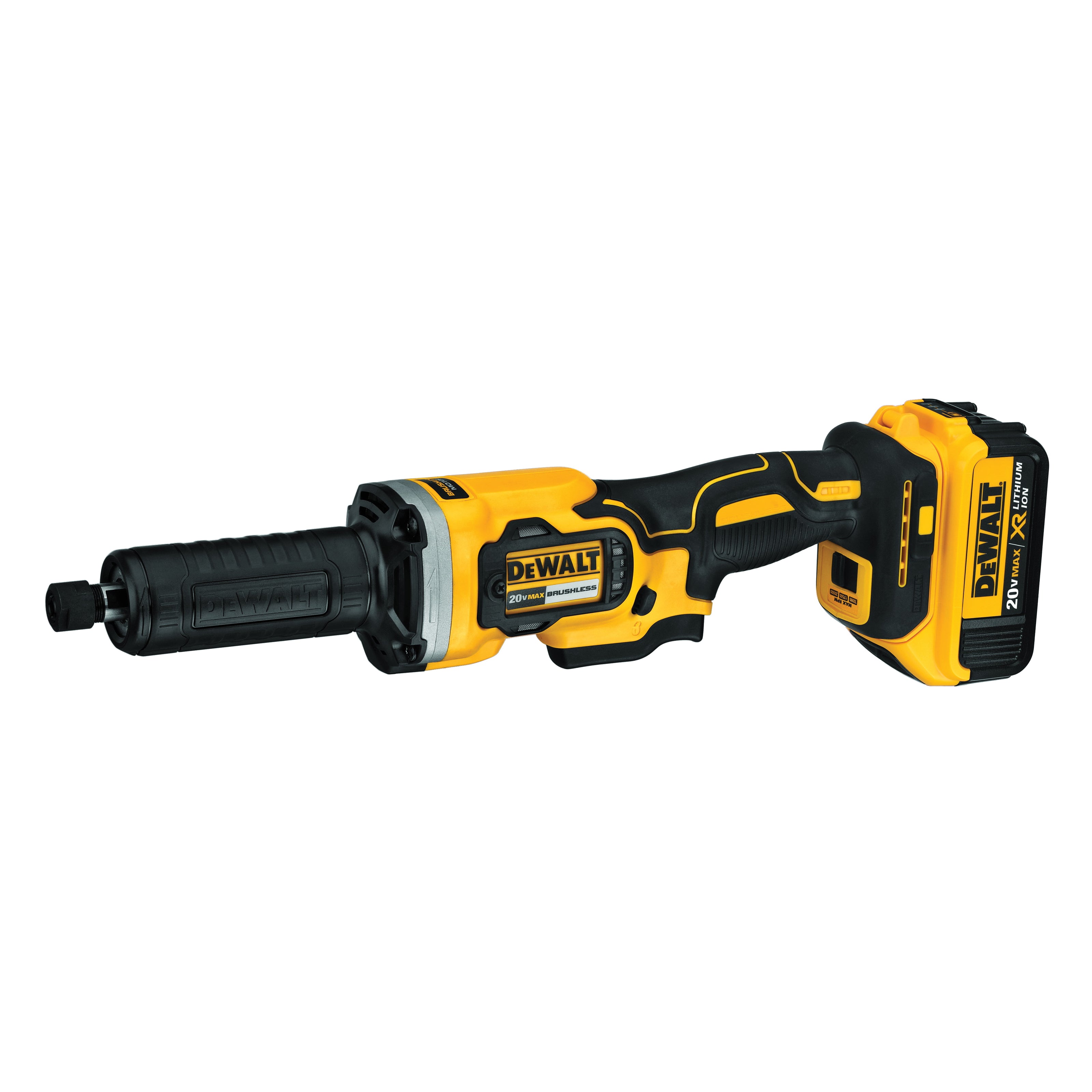 DeWALT® 20V MAX* DCG426M2 Cordless Die Grinder Kit, 20 V DC, 4 Ah Li-Ion Battery, Black/Yellow