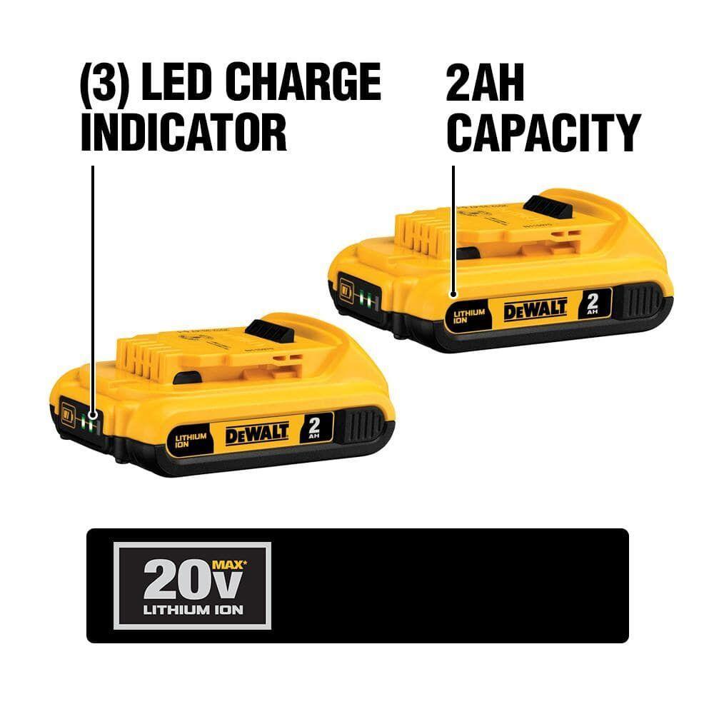 DeWALT® 20V MAX* MATRIX™ XR™ DCK287D2 2-Tool Compact Cordless Combination Kit, Tools: Hammer Drill/Driver, Impact Driver and Reciprocating Saw, 20 V, 2 Ah Lithium-Ion